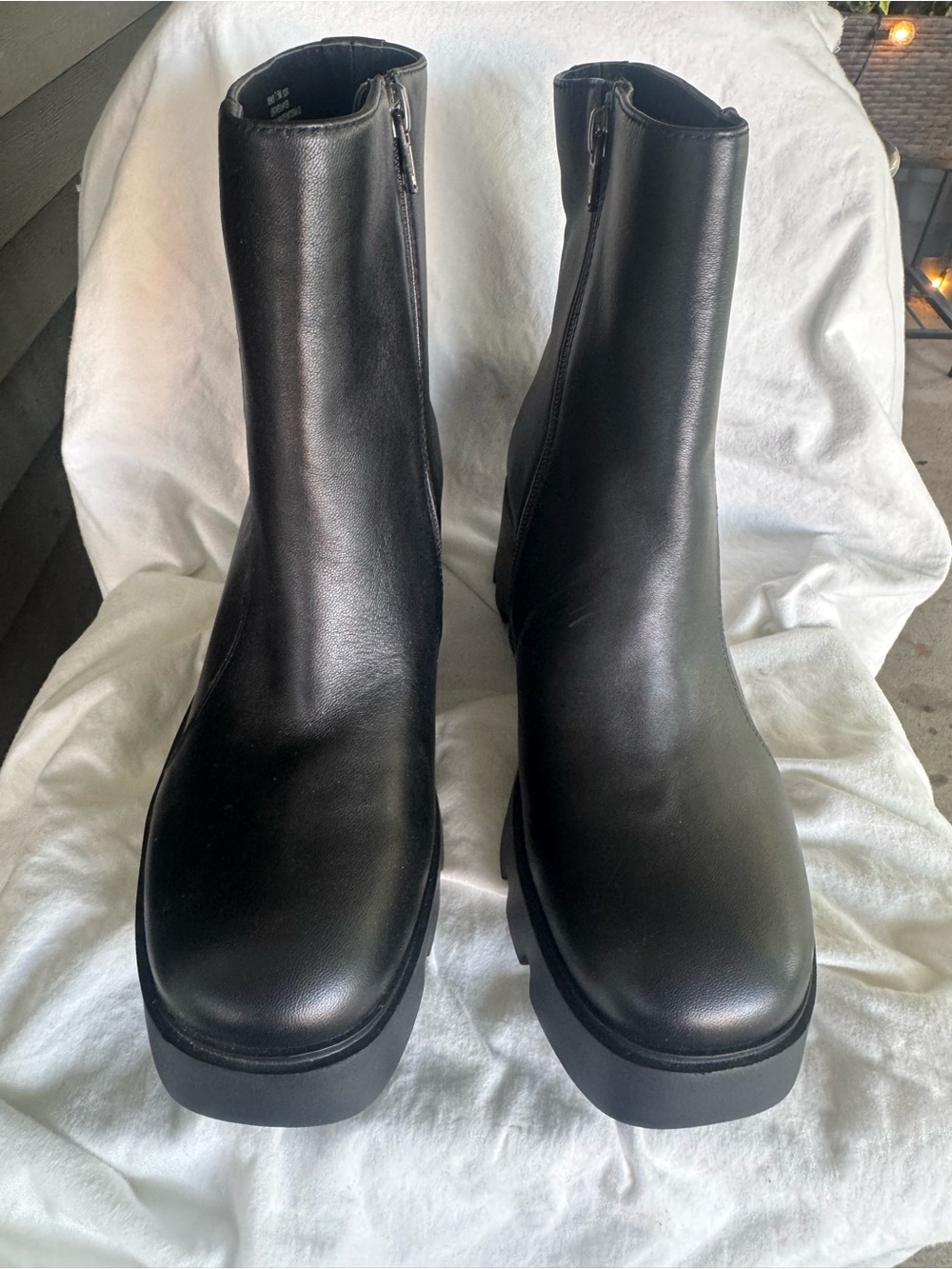 Naked Feet Black Platform Ankle Boots with Side Zip